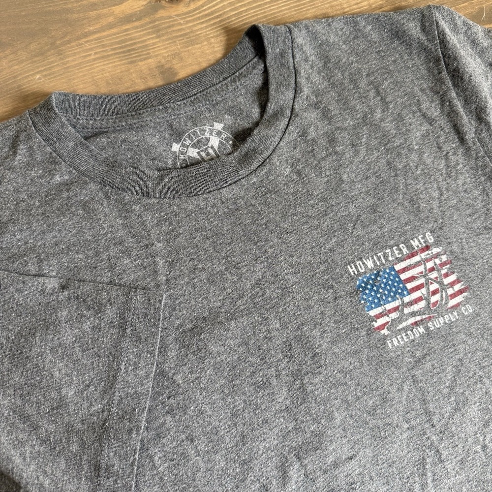 Howitzer Men's Medium Grey‎ Patriotic Short Sleeve Tee T-Shirt